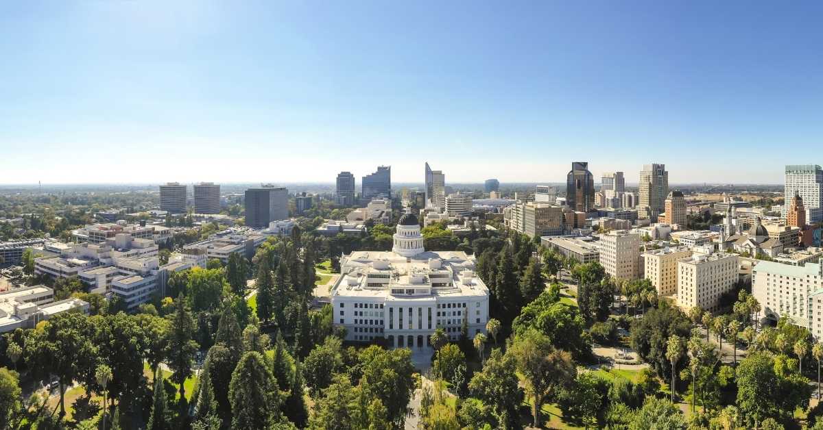 Aerial view of Sacramento Capitol